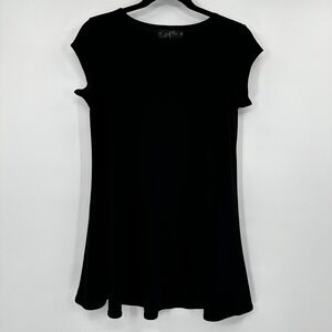 Sympli Black Cap Sleeve Swing Slinky Tunic Top Size 6